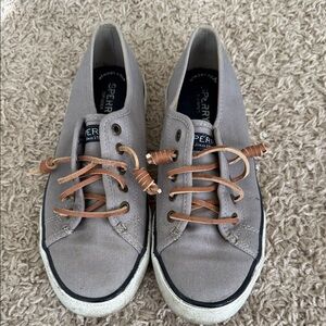 Sperry Tan and Gray Canvas Shoes